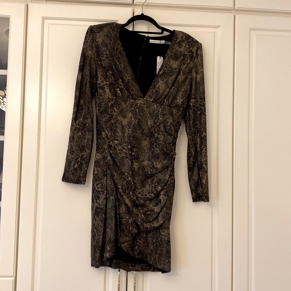 Alice and Olive Black and Gold Sparkle dress